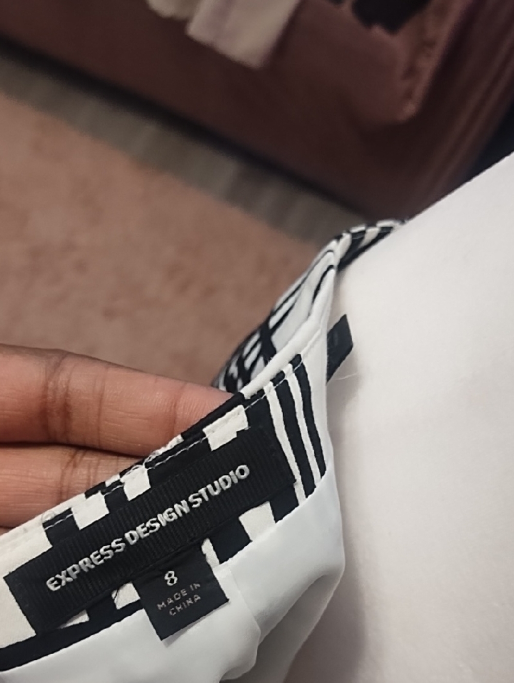 Express Black and White Pencil Skirt with Graphic Trim